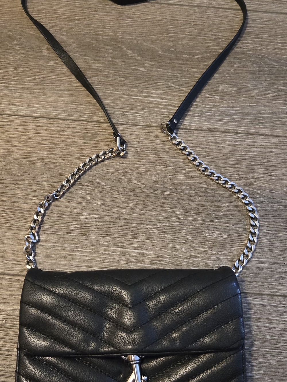 Rebecca Minkoff Edie Quilted Leather Wallet on Chain (WOC) – Black/Silver